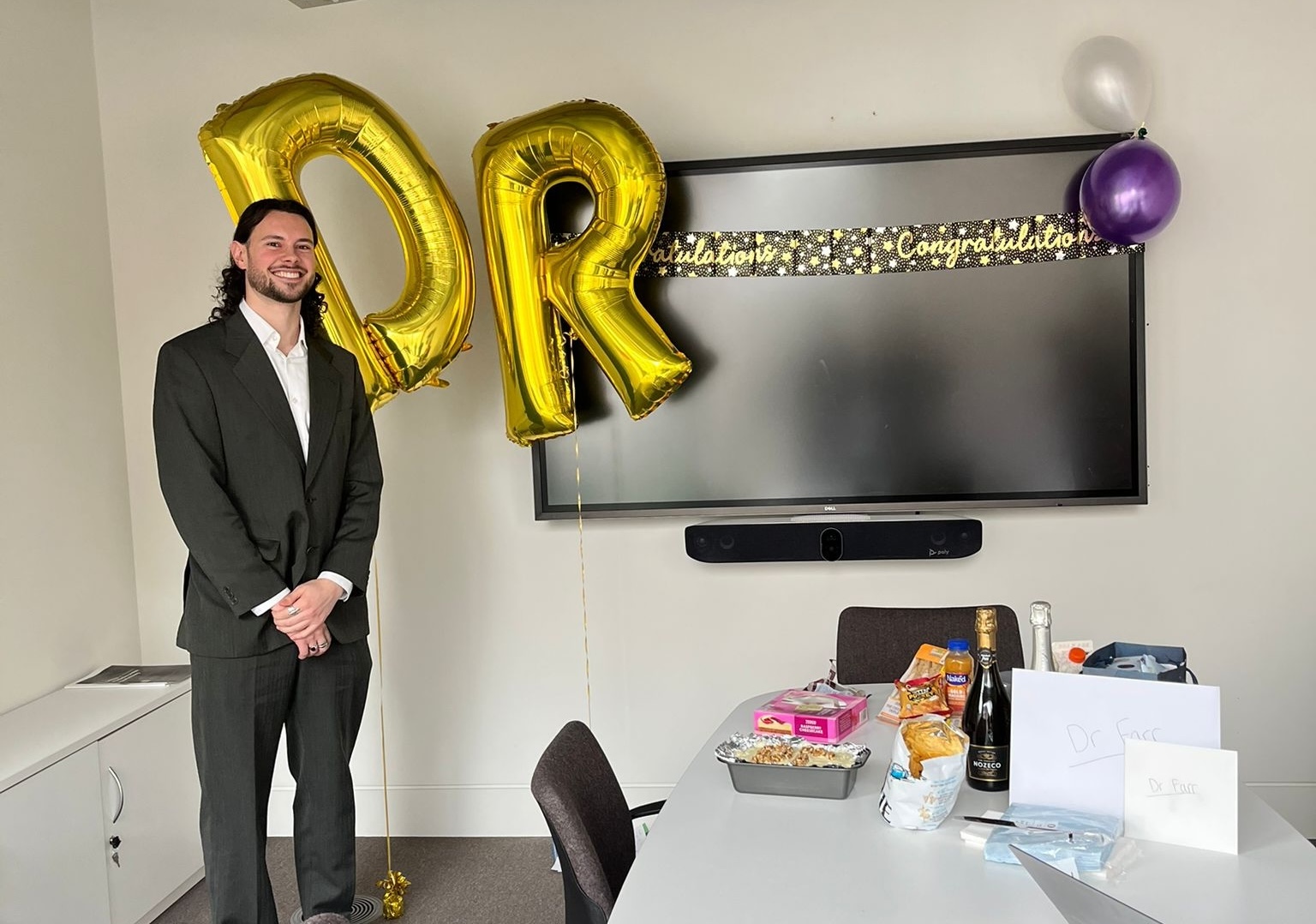 Drew Farr after his PhD viva