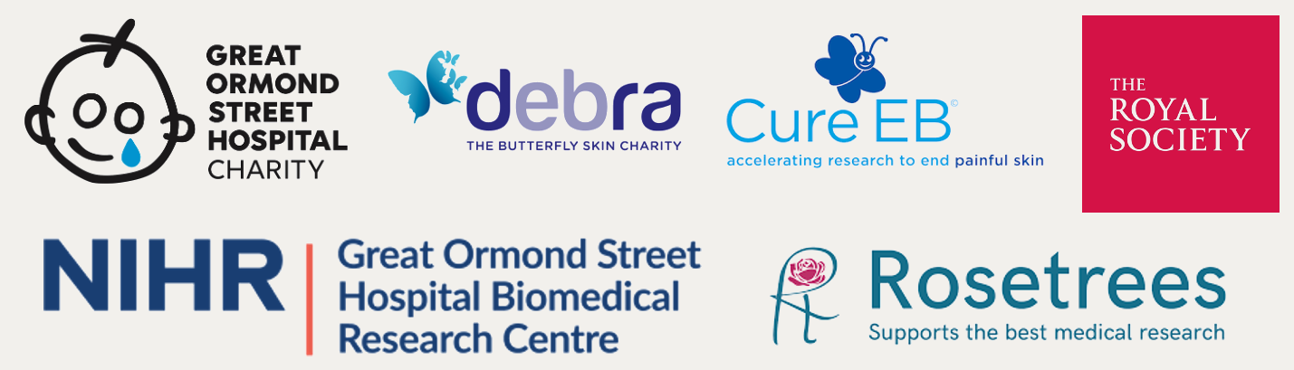 EpiCENTR funders: Great Ormond Street Hospital Charity, DEBRA, Cure EB, The Royal Society, NIHR Great Ormond Street Hospital Biomedical Research Centre, Rosetrees Trust